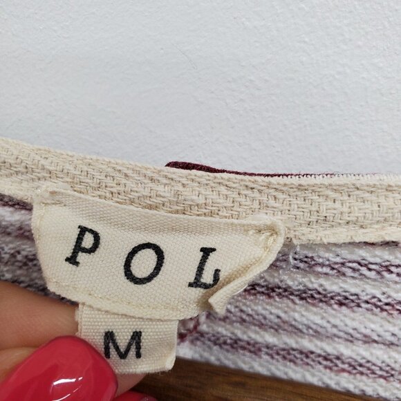 POL Womens Embroidered Lace Up Sleeve Scoop Neck Sweater Size M Burgundy & Cream - Picture 11 of 16